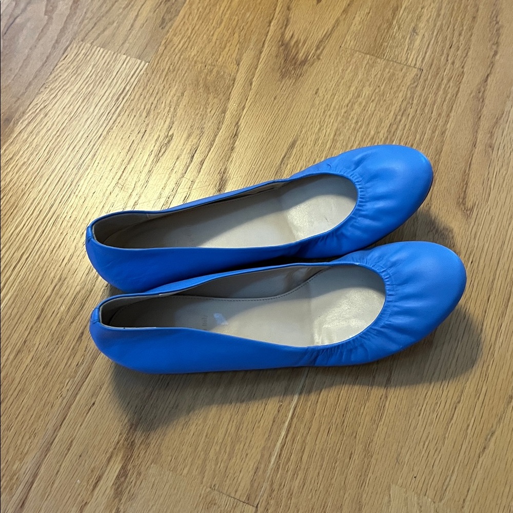 J. Crew Blue Flats Cece leather ballet flats size 11
